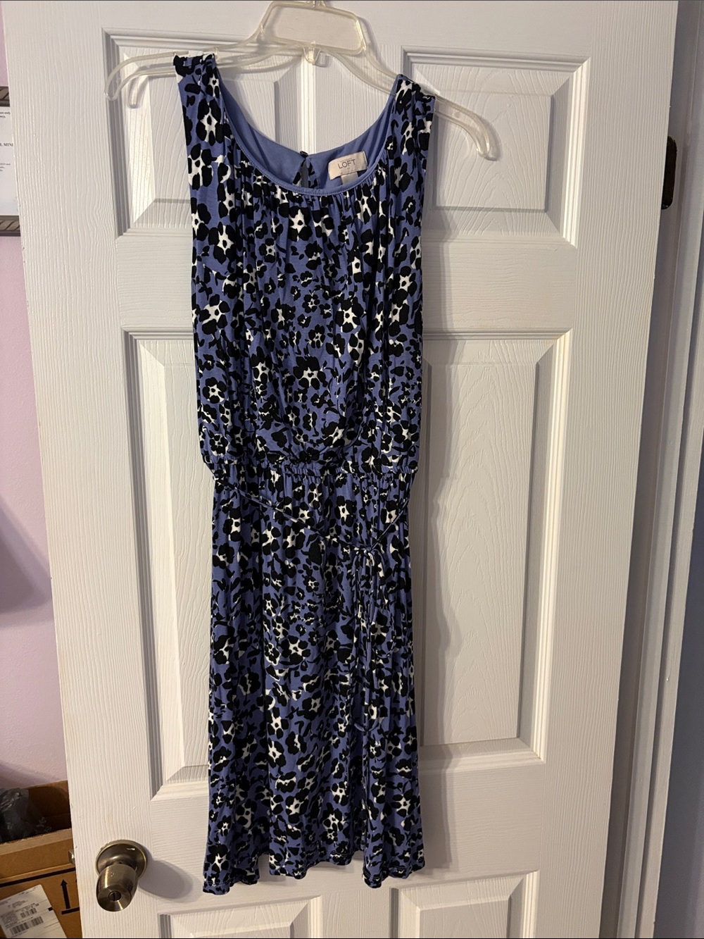 LOFT Lavender and Black Animal Print Blouse